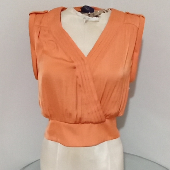 Rachael Ray Vibrant Orange Wrap Blouse - Picture 1 of 3